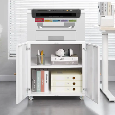 Armoire à tiroirs en acier à double porte de style moderne, armoire d'imprimante avec portes à rouleaux, pour placer des imprimantes