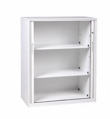 Steel Lockable Filing Cabinets with Rolling Tambour Door and Customizable Shelves Providing Secure and Organized Storage for Workplace Documents