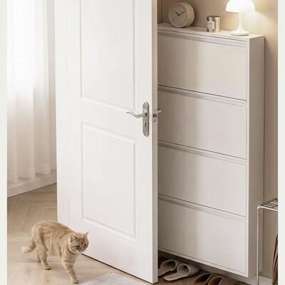 Armoire à chaussures en acier à 4 tiroirs ultra mince pour un rangement économe en espace