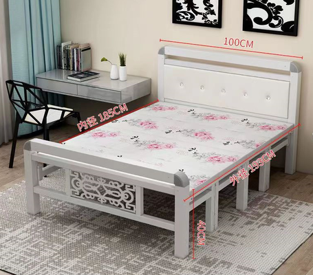 Modern Foldable Iron Bed with Comfortable Backrest 90cm 100cm 120cm Single Bed Options